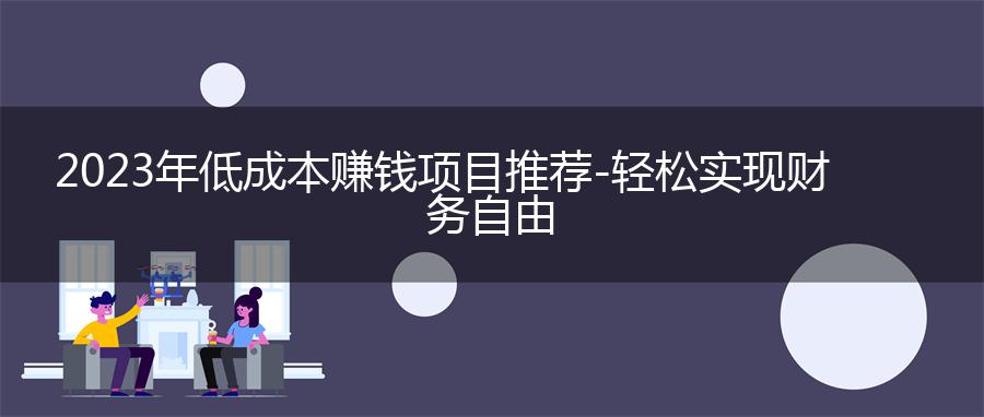 2023年低成本赚钱项目推荐 - 轻松实现财务自由