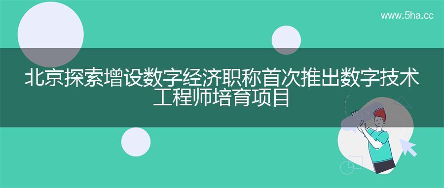 北京探索增设数字经济职称 首次推出数字技术工程师培育项目