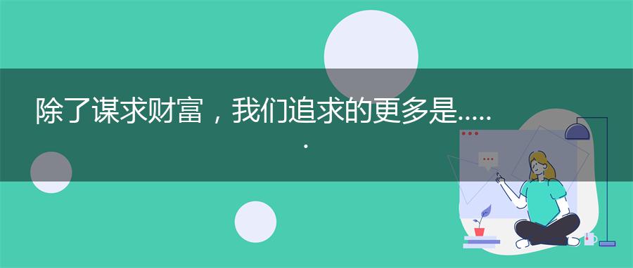 除了谋求财富，我们追求的更多是......